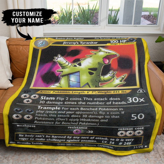 1st Tyranitar Card Personalized Soft Blanket
