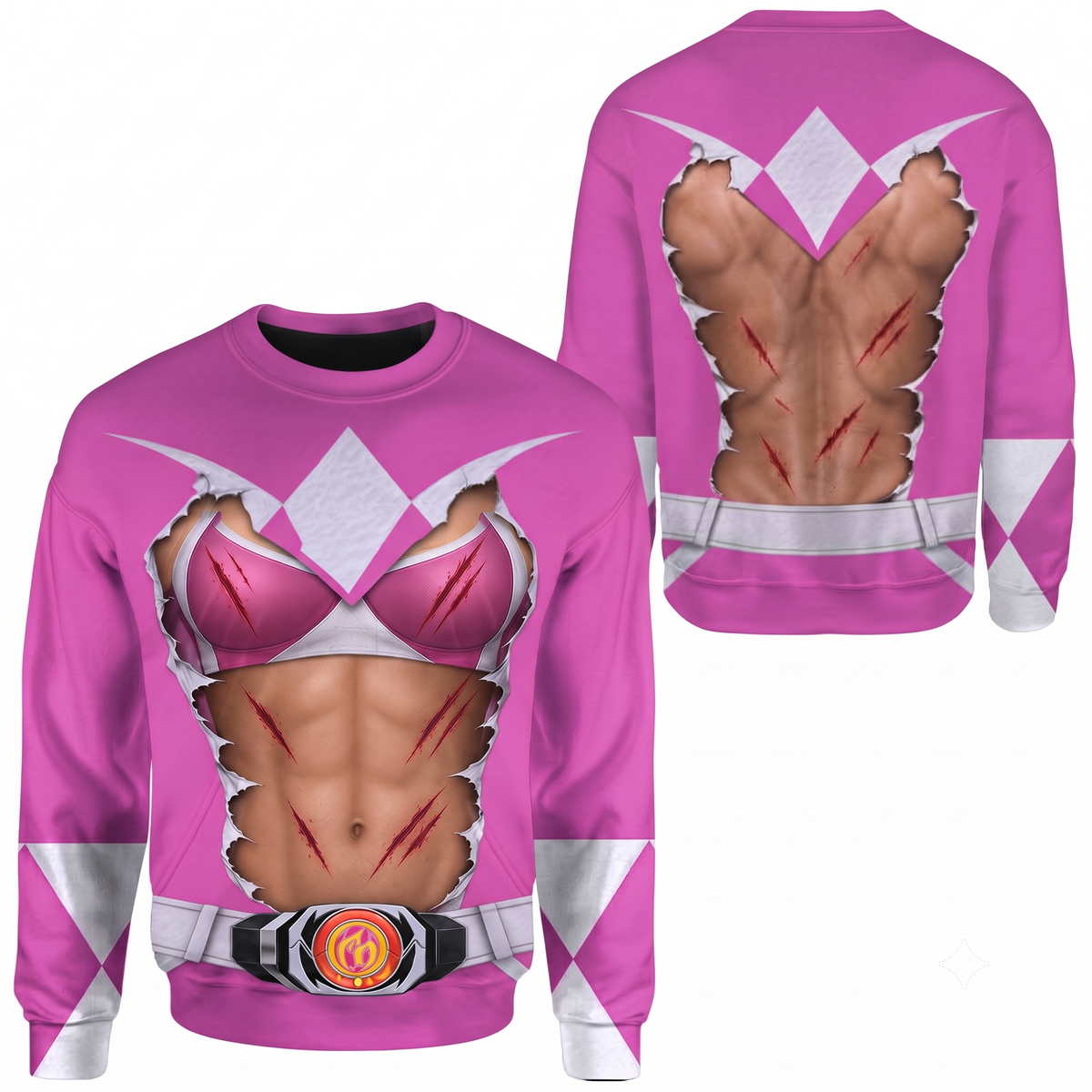Mighty Morphin Power Rangers Pink Ranger Six-Pack Abs T-Shirt Sweatshirt Hoodie Sweatpants