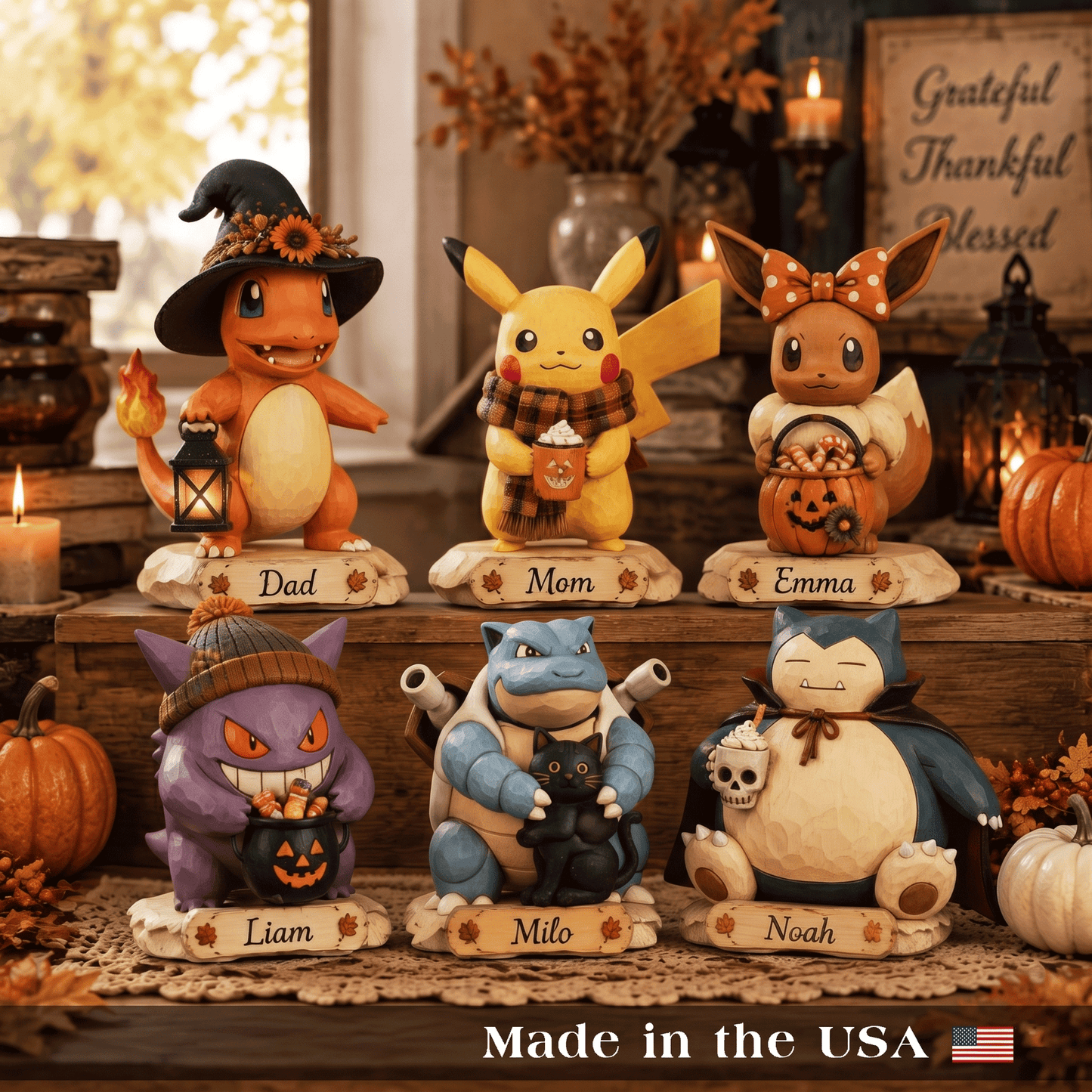 PKM Personalized Halloween 2D Flat Printed 3-Layer Wooden Block