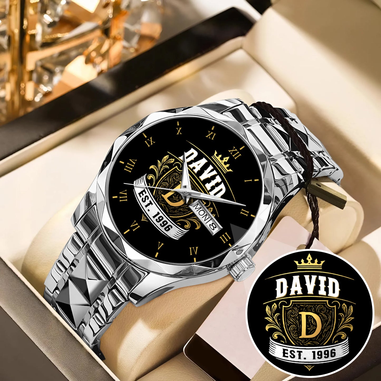 Personalized Name EST Watch for Him Dad Boyfriend