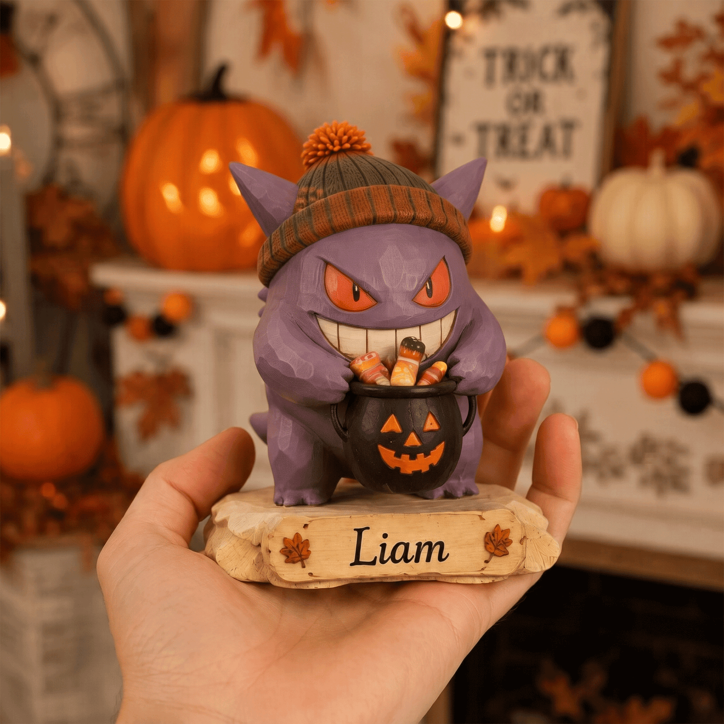 PKM Personalized Halloween 2D Flat Printed 3-Layer Wooden Block
