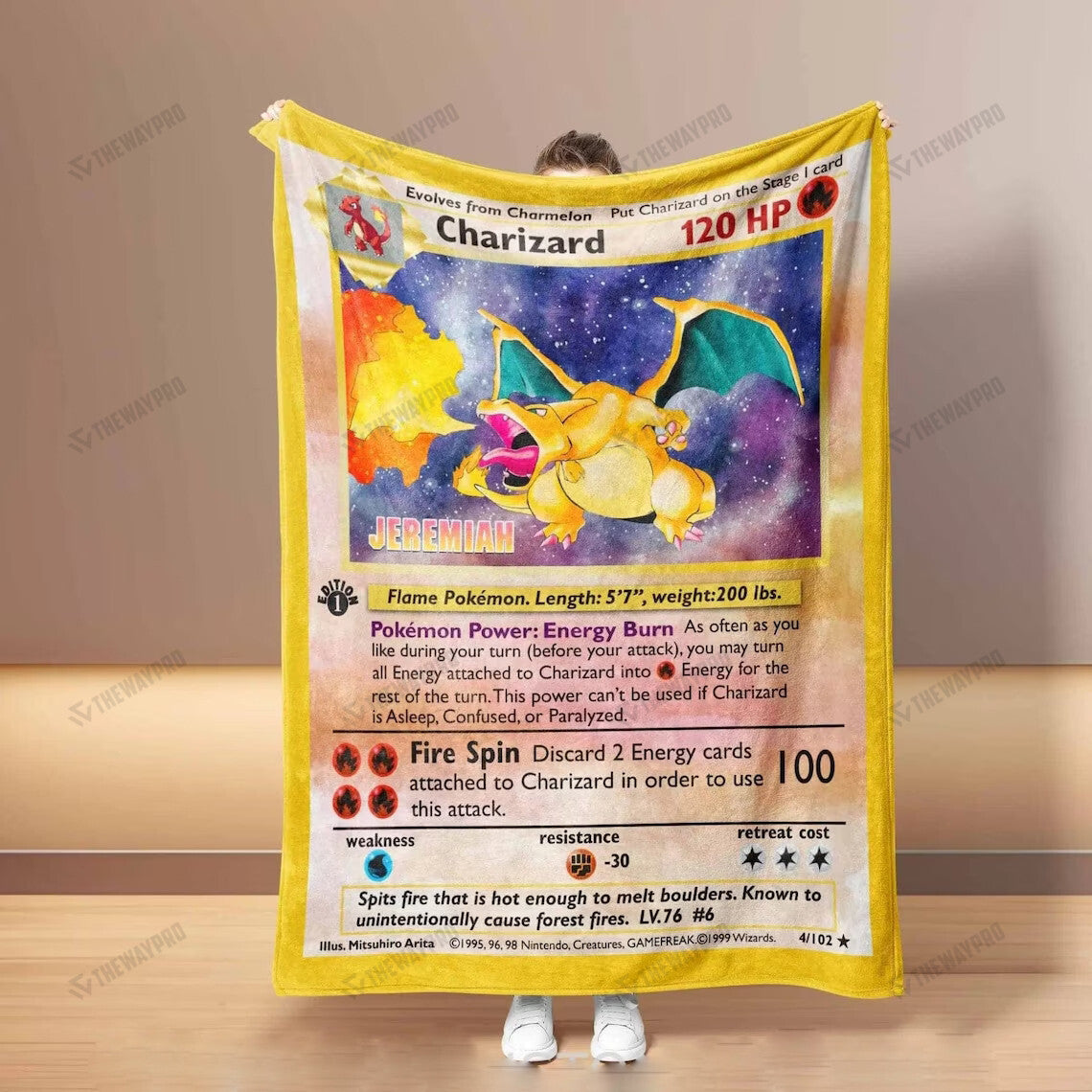 Personalized Charizard Custom Name Personalized Soft Blanket