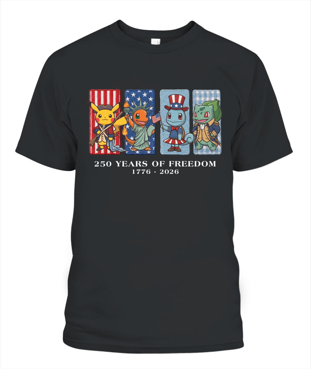 Pokemon 250 Years of Freedom 1776–2026 Patriotic Printed Graphic Quarter-Zip Sweatshirt, Hoodie Sweatshirt T-Shirt
