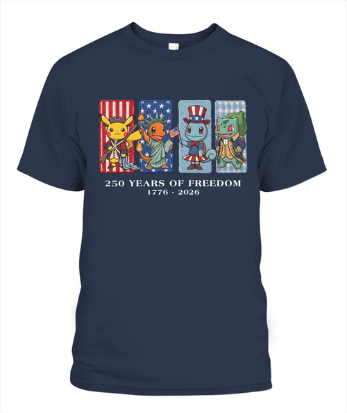 Pokemon 250 Years of Freedom 1776–2026 Patriotic Printed Graphic Quarter-Zip Sweatshirt, Hoodie Sweatshirt T-Shirt