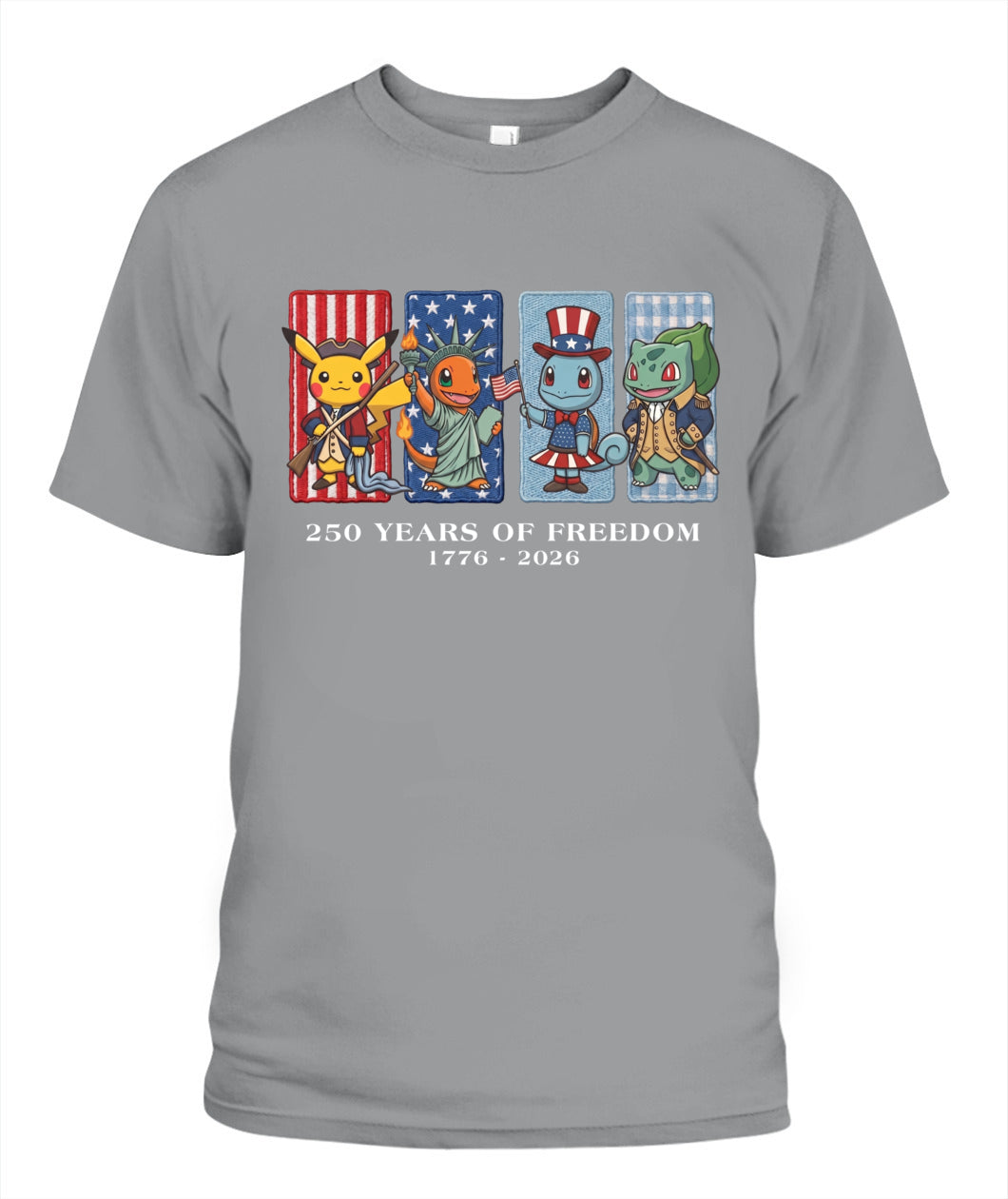 Pokemon 250 Years of Freedom 1776–2026 Patriotic Printed Graphic Quarter-Zip Sweatshirt, Hoodie Sweatshirt T-Shirt