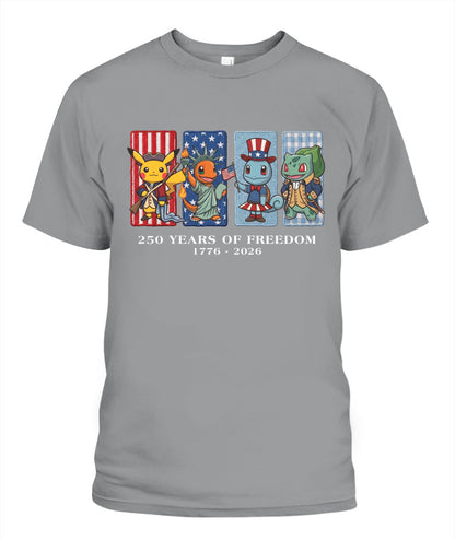 Pokemon 250 Years of Freedom 1776–2026 Patriotic Printed Graphic Quarter-Zip Sweatshirt, Hoodie Sweatshirt T-Shirt