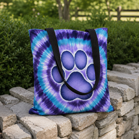 Aurora Paw Pallete Purple Blue Cat Tote Bag