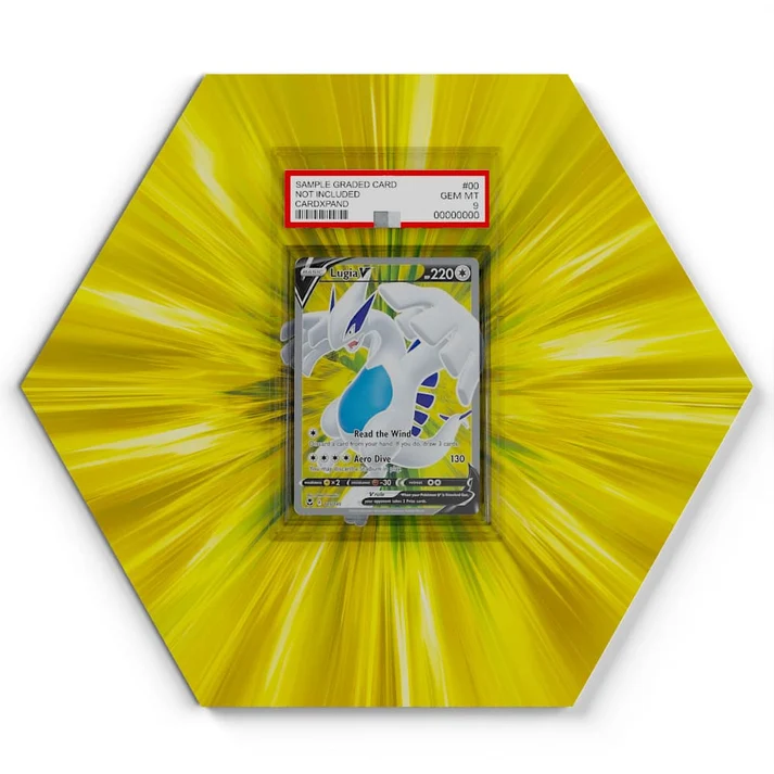 185195 Lugia Pokémon Card Artwork Hexagon Display