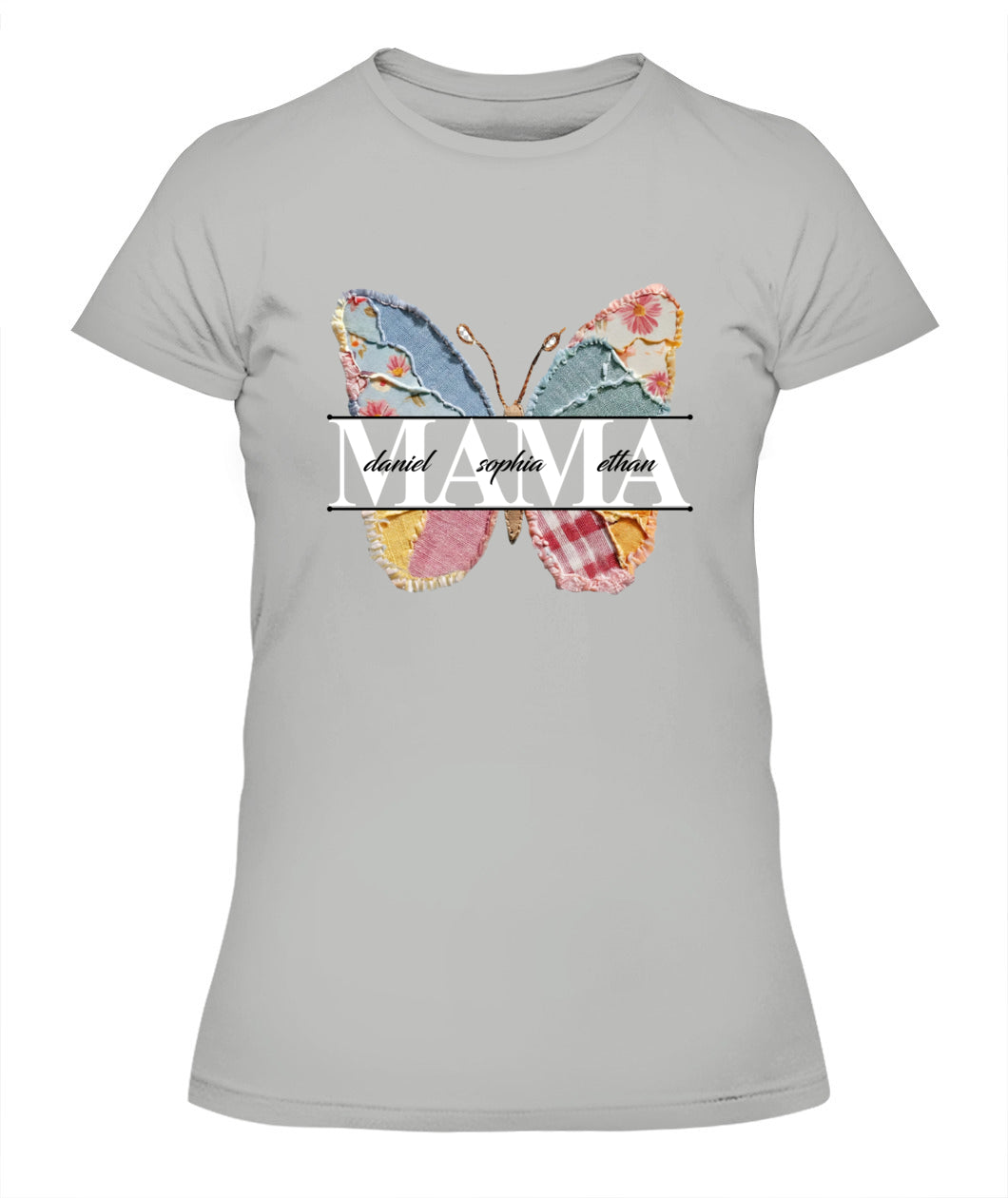 Personalized Butterfly Mama Grandma Nana Custom  Faux 3D Patchwork T-Shirt Hoodie Sweatshirt
