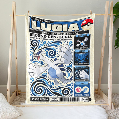 PKM Lugia Evolution Retro Fleece Blanket