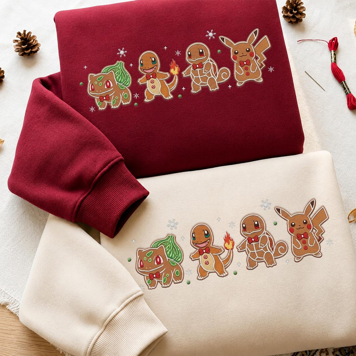 Personalized Embroidered Christmas PKM Gingerbread Sweatshirt