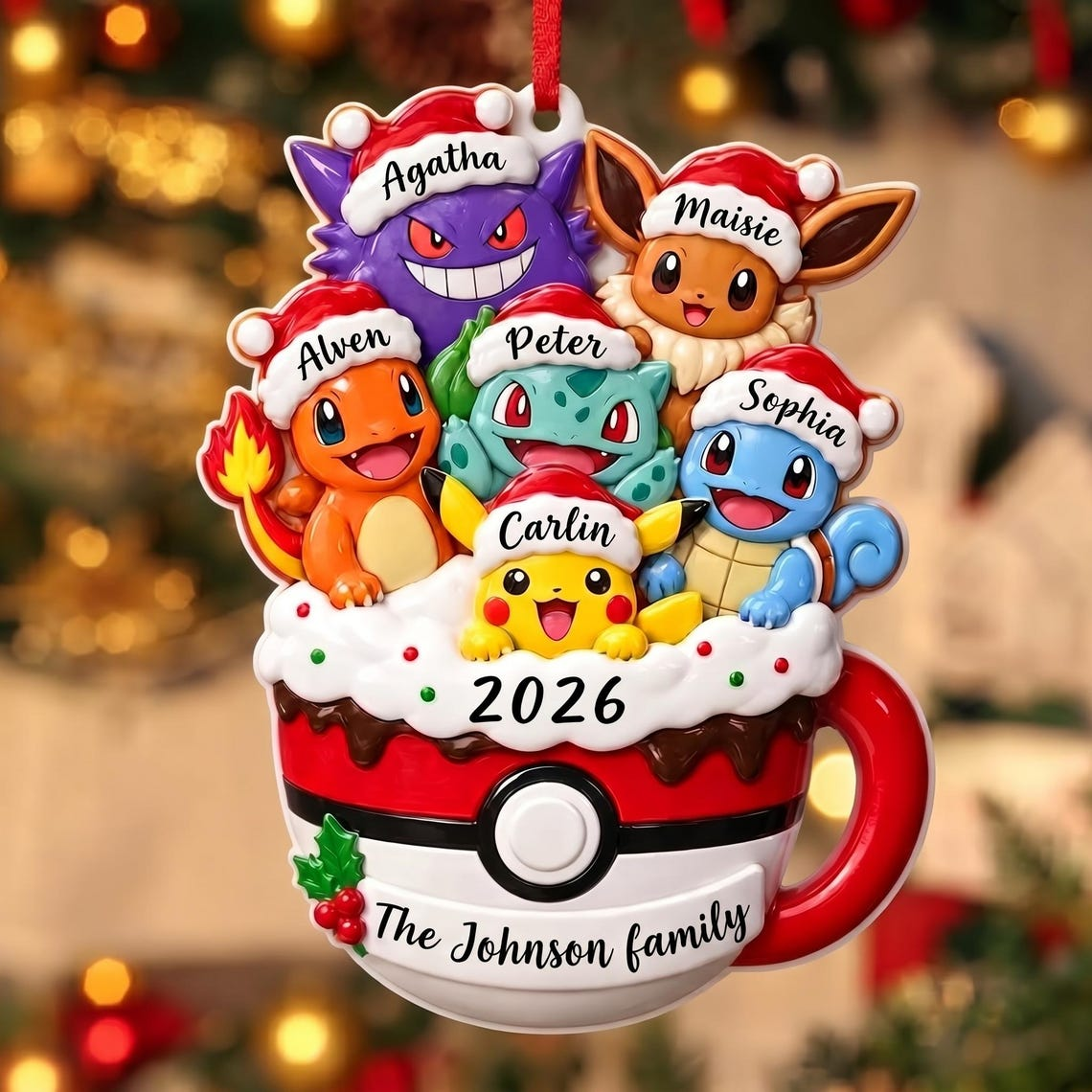 Personalized PKM Custom Name 2D Flat Acrylic Ornament