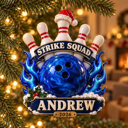 Personalized Custom Bowling Team Acrylic Ornament – Custom Name Holiday Gift