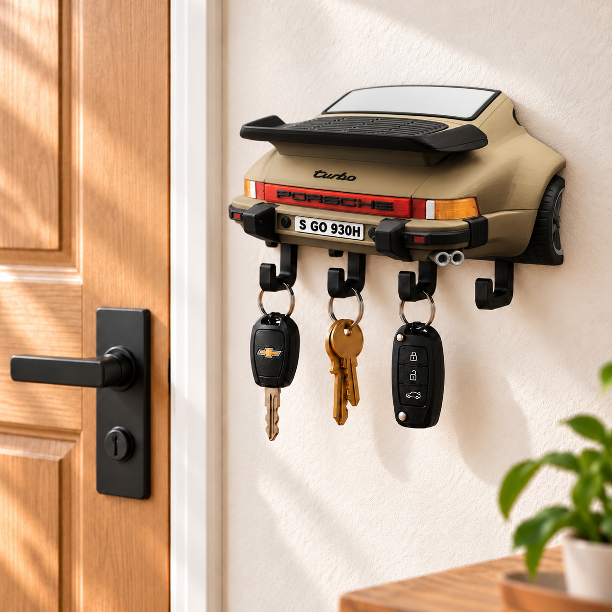 Porsche 911 Key Holder, Back to the Future Inspired Wall Key Rack, 3D Printed Car Key Holder