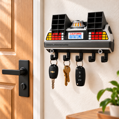 DeLorean Key Holder, Back to the Future Inspired Wall Key Rack, 3D Printed Car Key Holder