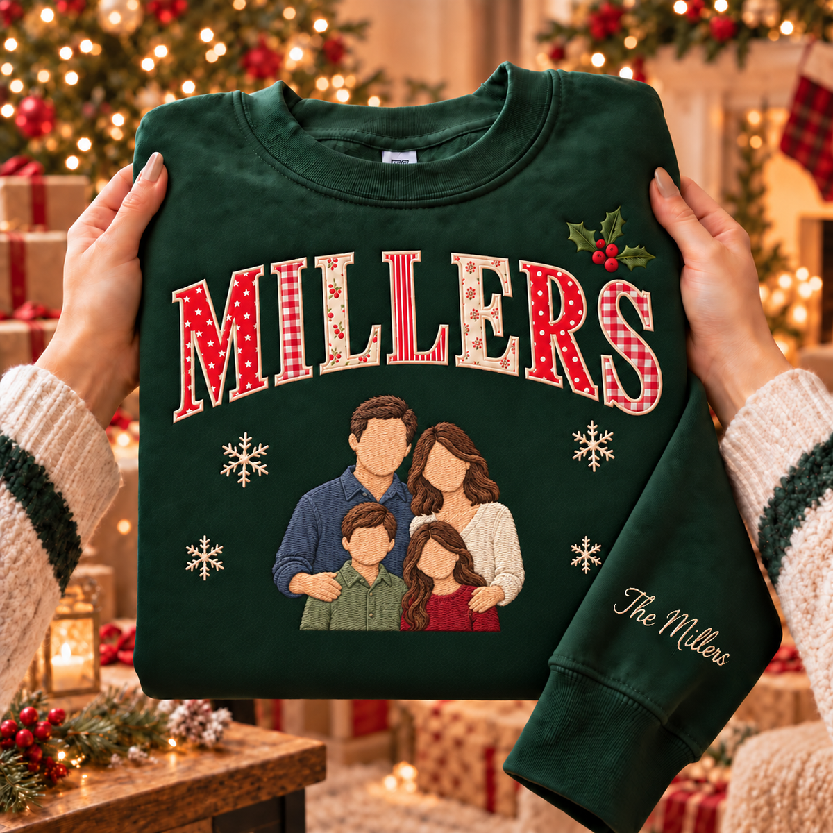 Personalized Christmas Family Photo & Name Sweatshirt