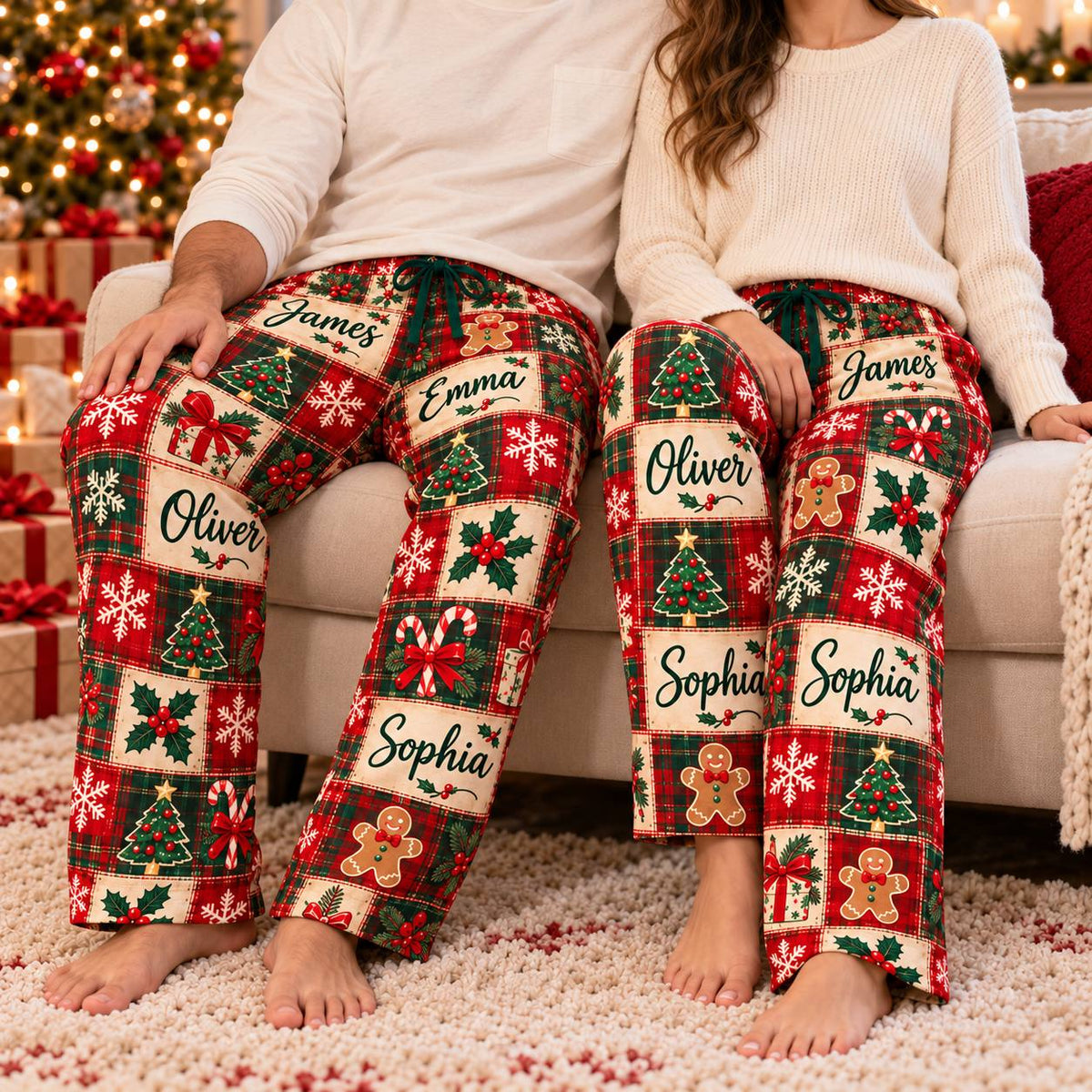 Personalized Christmas Lounge Pants with Family Names