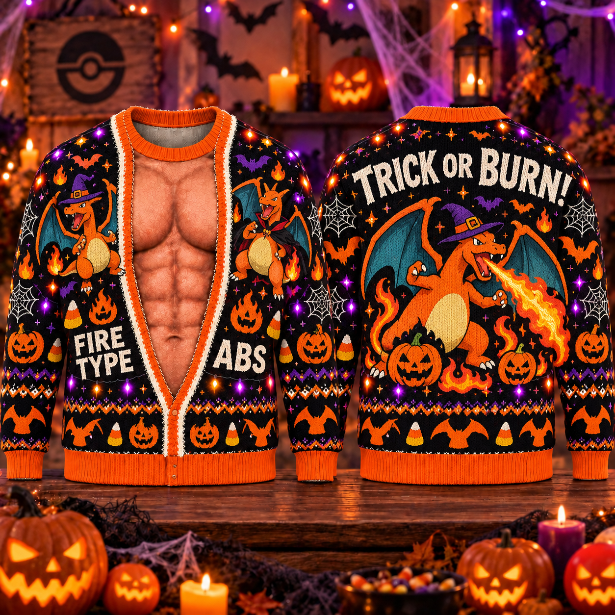 Halloween PKM Funny Trick Or Burn Ugly Sweatshirt