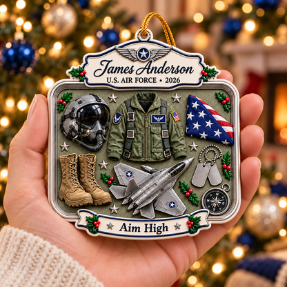 Personalized 3D Raised Acrylic US Air Force Custom Name Ornament