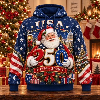 Christmas 250th USA Anniversary AOP T-Shirt Sweatshirt Hoodie