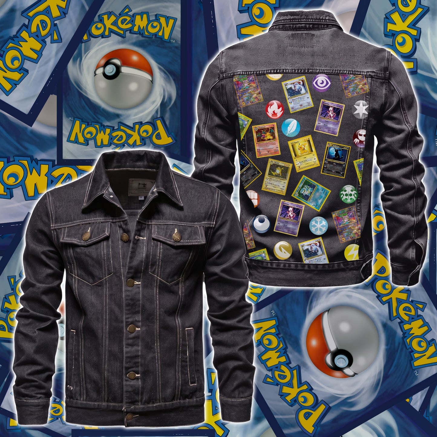 PKM Cards Collector Custom Lightweight Denim Jacket