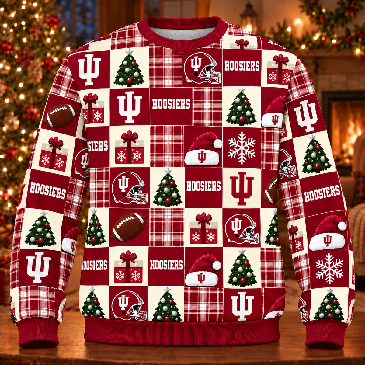 Personalized Hoosiers Christmas Sweatshirt and Lounge Pants