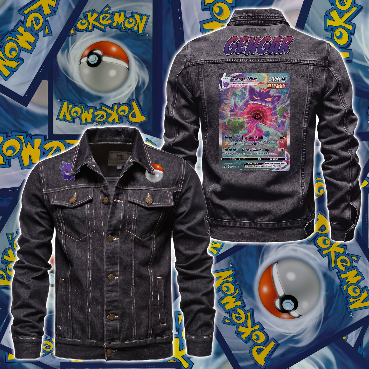 PKM Gengar Custom Lightweight Denim Jacket