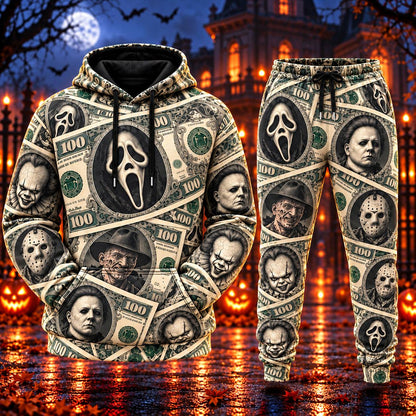 Halloween Movie Characters Money AOP T-Shirt Sweatshirt Hoodie