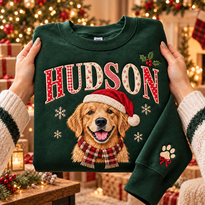 Personalized Christmas Dog Photo & Name Sweatshirt