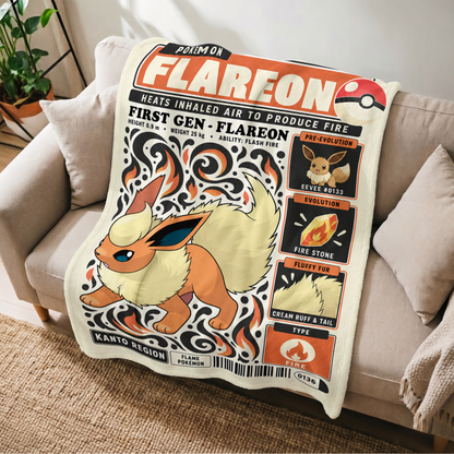 PKM Flareon Evolution Retro Fleece Blanket