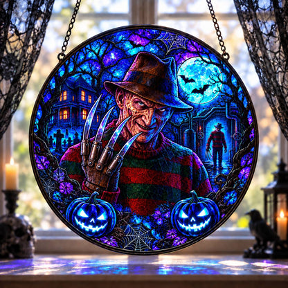 Halloween Neon Freddy Glass Suncatcher