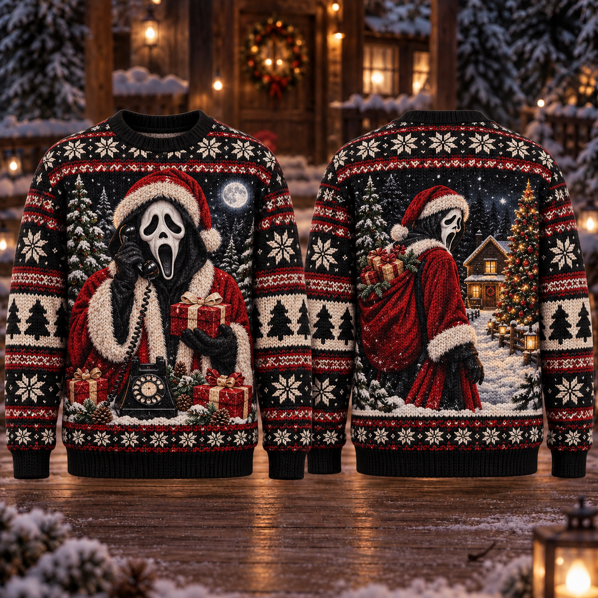 Scream 30th Anniversary Knit-Effect Ugly Christmas Sweatshirt
