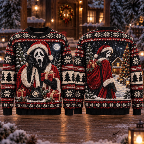 Scream 30th Anniversary Knit-Effect Ugly Christmas Sweatshirt