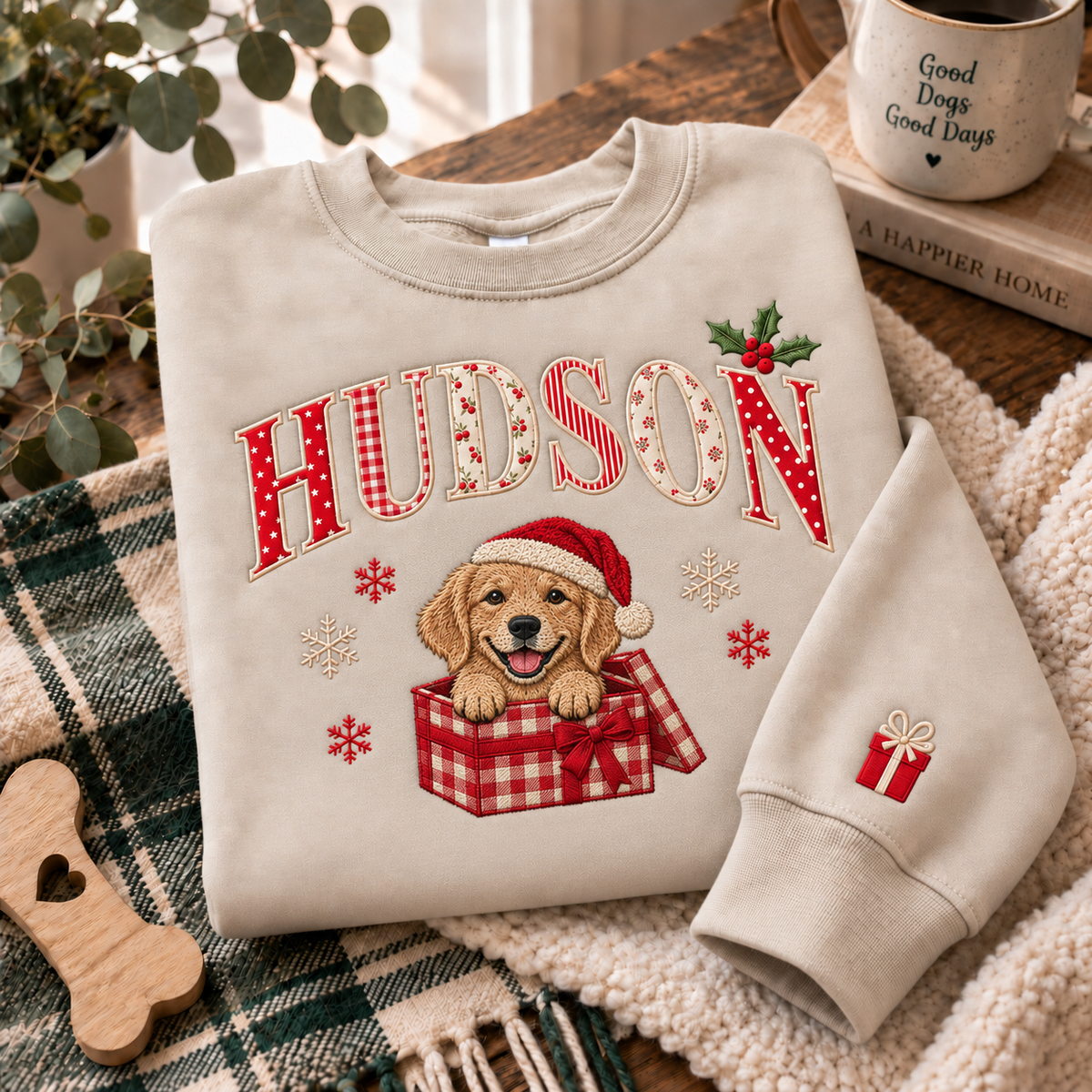 Personalized Christmas Dog Photo & Name Sweatshirt