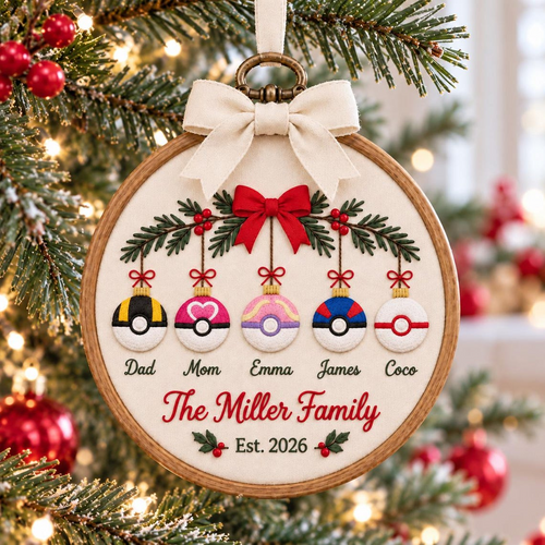 PKM Balls Personalized Embroidered Christmas Hoop