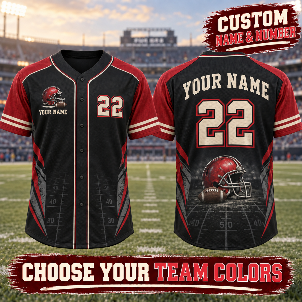 Personalized Football Jersey – Custom Name, Number & Team Colors