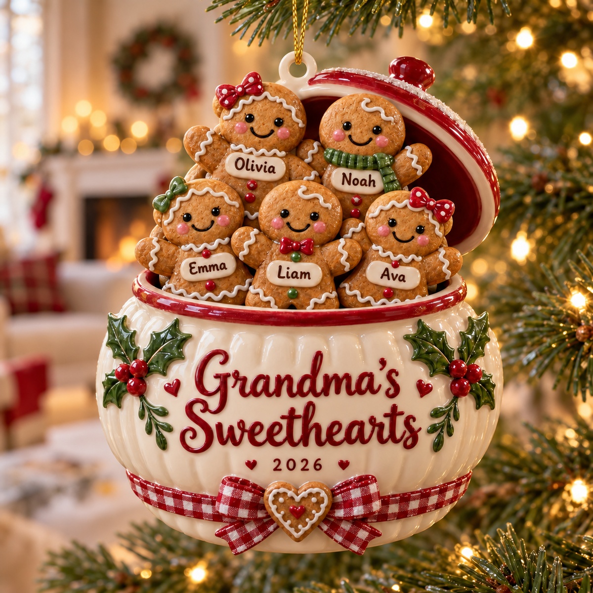 Personalized Custom Name Grandma's Sweethearts Acrylic Ornament – Custom Name Holiday Gift