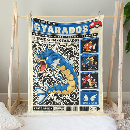PKM Gyarados Evolution Retro Fleece Blanket