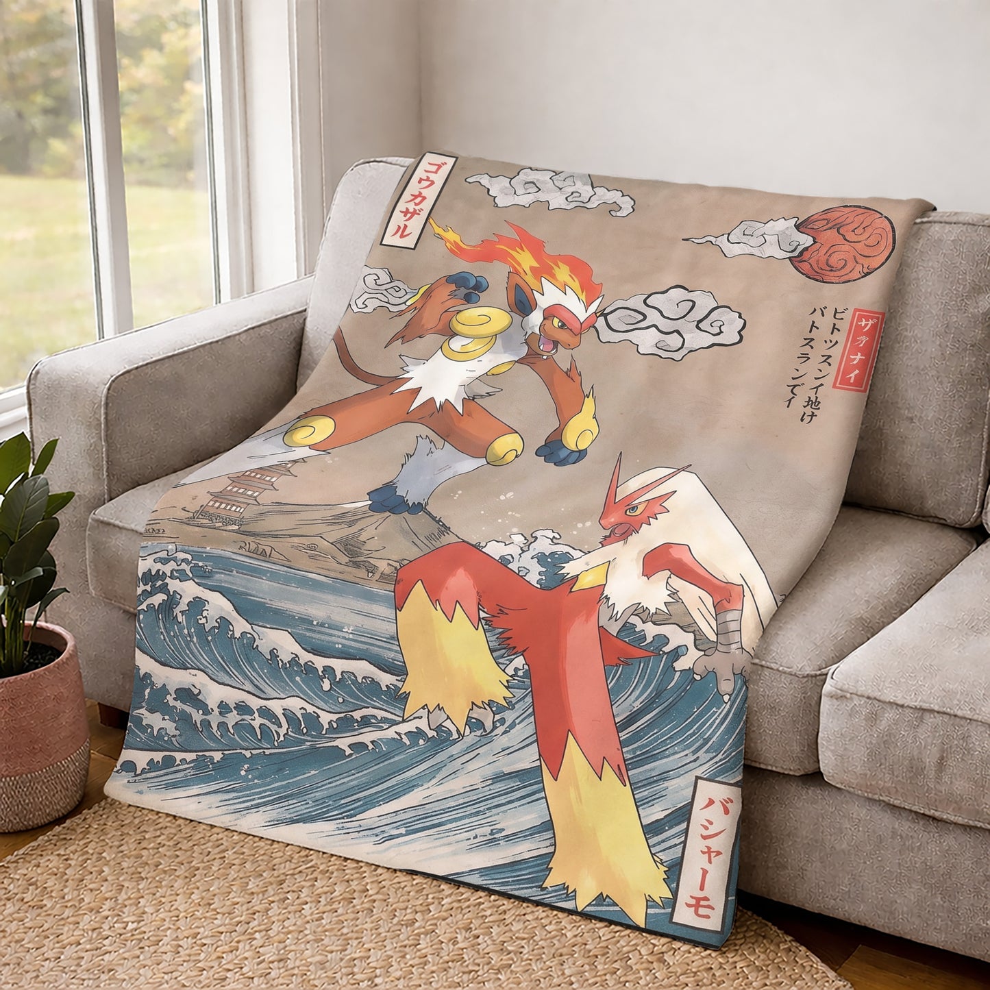 PKM Infernape & Blaziken Custom Fleece Blanket