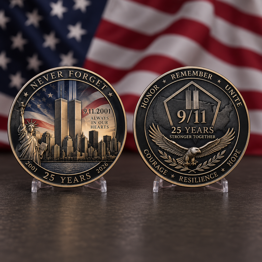 9/11 25 Years Stronger Together Printed Commemorative Coin – Limited Edition