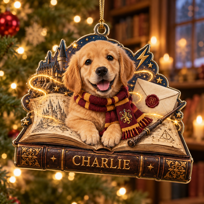 Personalized Custom Dog Photo Harry Potter Acrylic Ornament – Custom Name Holiday Gift