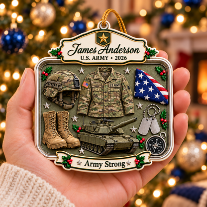 Personalized 3D Raised Acrylic US Army Custom Name Ornament