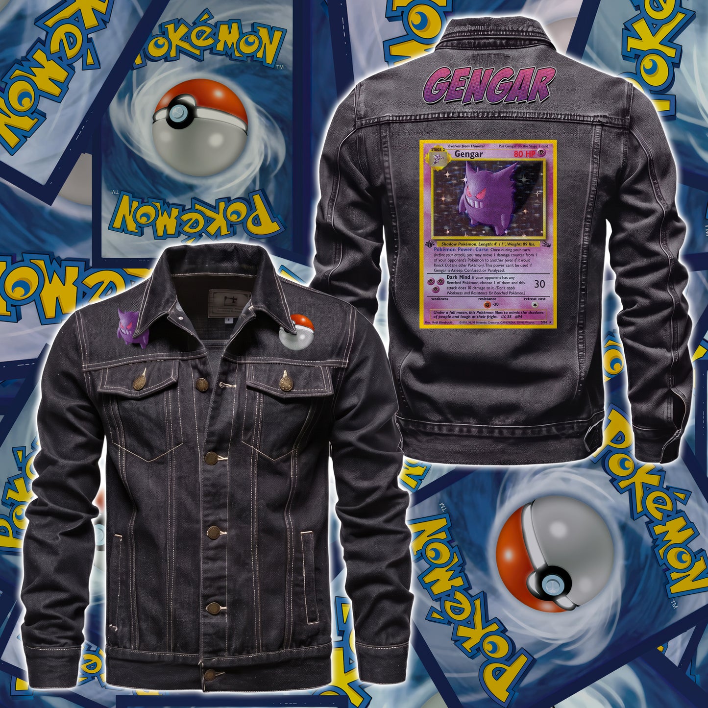 PKM Gengar Custom Lightweight Denim Jacket
