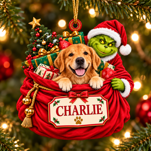 Personalized Custom Dog Photo Acrylic Ornament – Custom Name Holiday Gift