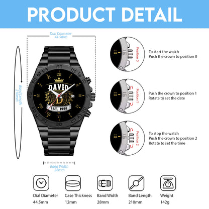 Personalized Name EST Watch for Him Dad Boyfriend