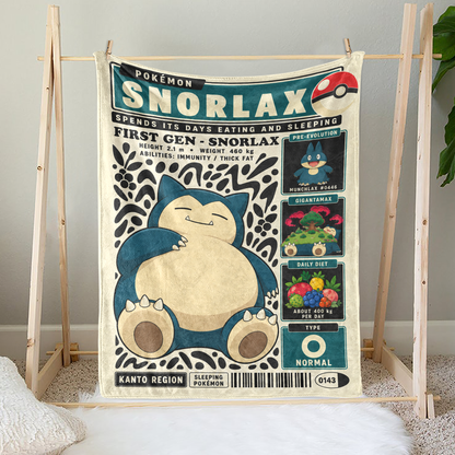 PKM Snorlax Evolution Retro Fleece Blanket