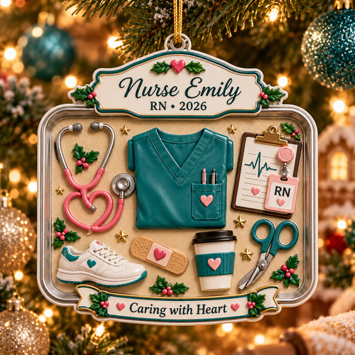 Personalized 3D Raised Acrylic Nurse Custom Name Ornament