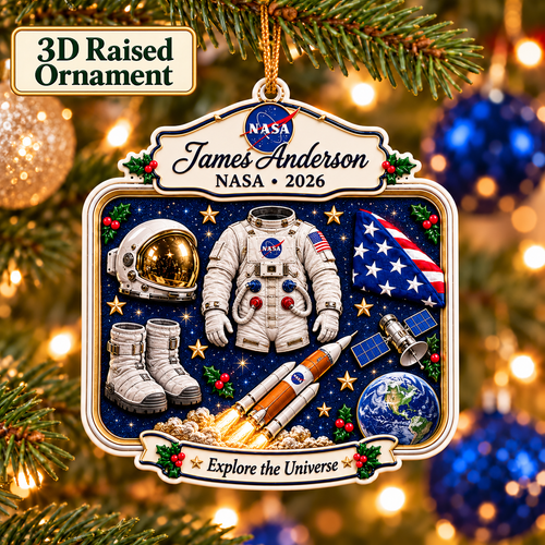 Personalized 3D Raised Acrylic NASA Custom Name Ornament
