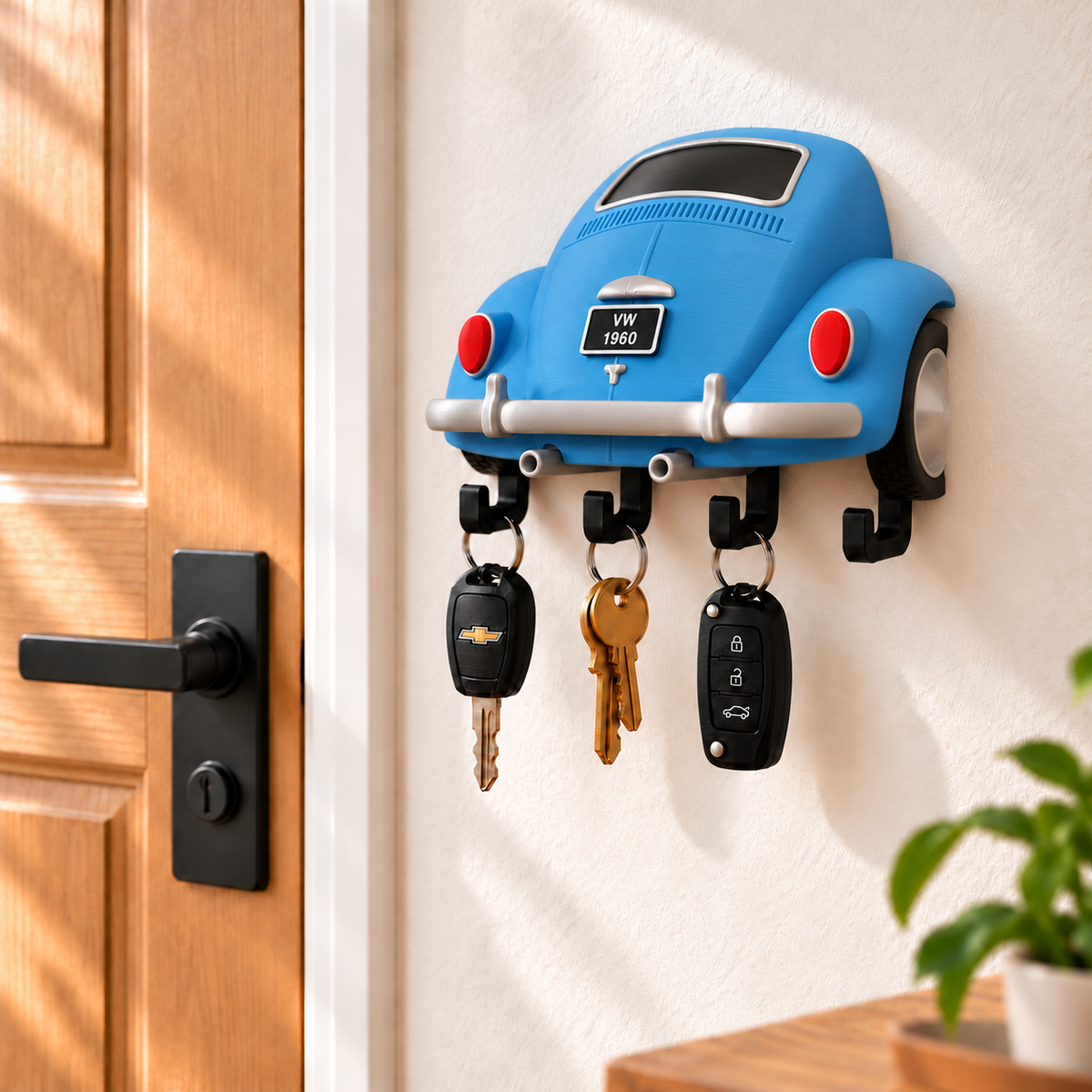 Volkswagen Beetle Key Holder, Back to the Future Inspired Wall Key Rack, 3D Printed Car Key Holder