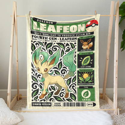 PKM Leafeon Evolution Retro Fleece Blanket